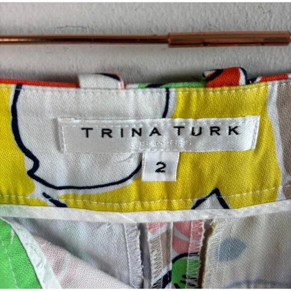 Trina Turk Women’s Floral Bermuda Shorts Multicolor Cotton Blend Summer Size 2 - Picture 11 of 13
